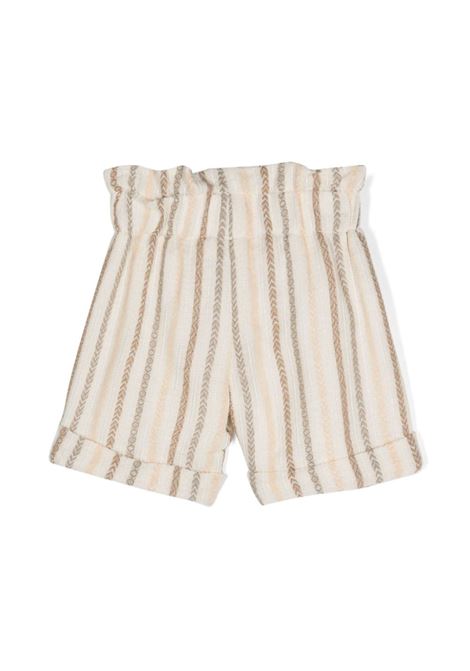 SHORTS LA STUPENDERIA CON RIAMO ECRU, DETTAGLIO FIOCCO IN COTONE La STUPEDERIA | SHORTS E BERMUDA | TJBR72Q49